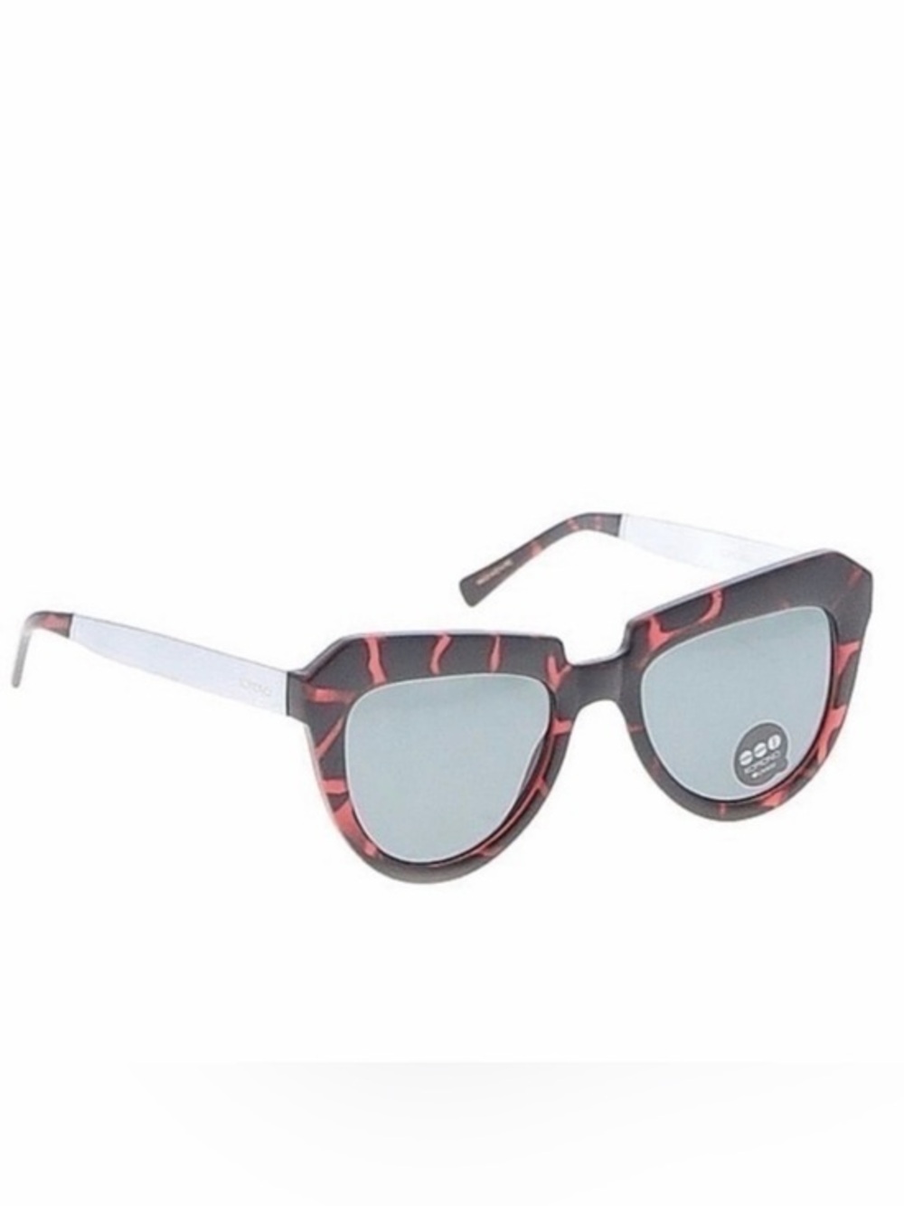 KOMONO Stella Sunglasses Burgundy Red Tortoise Shell Silver Sunglasses NEW